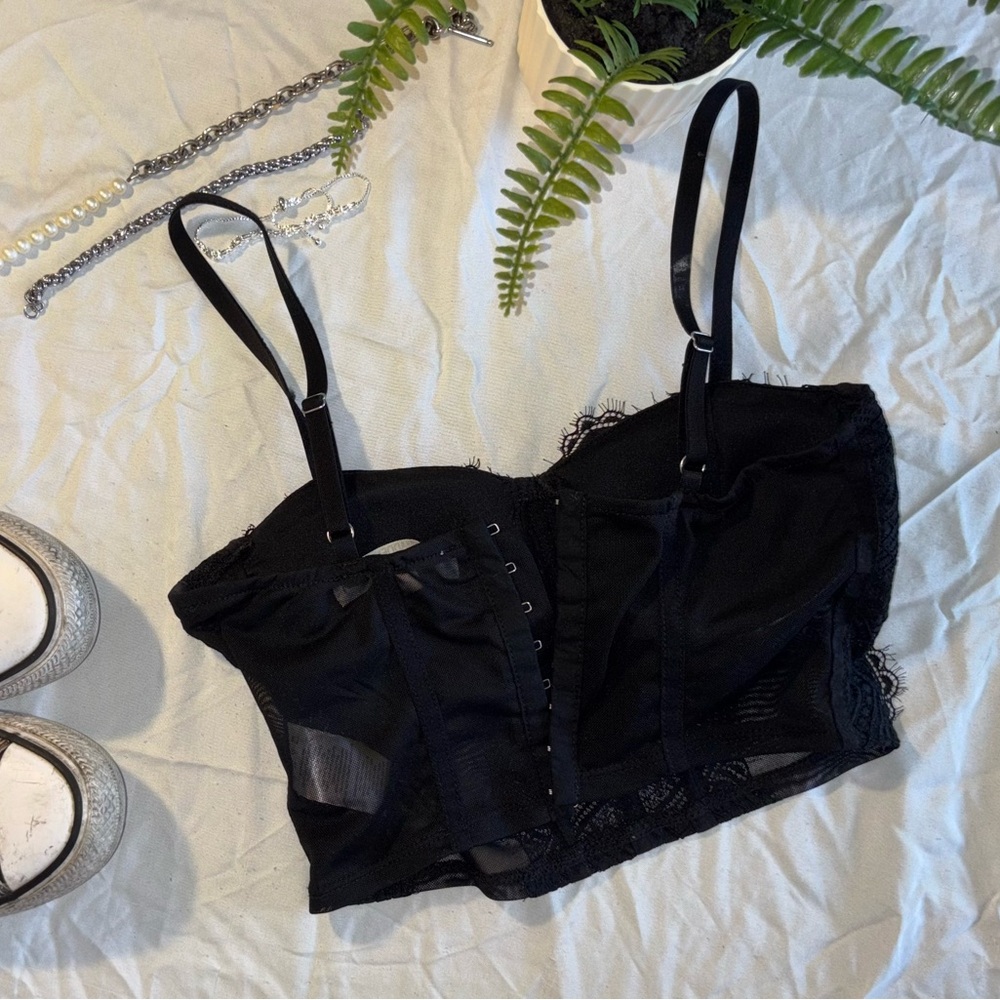 Elegant Black Lace Bustier Top